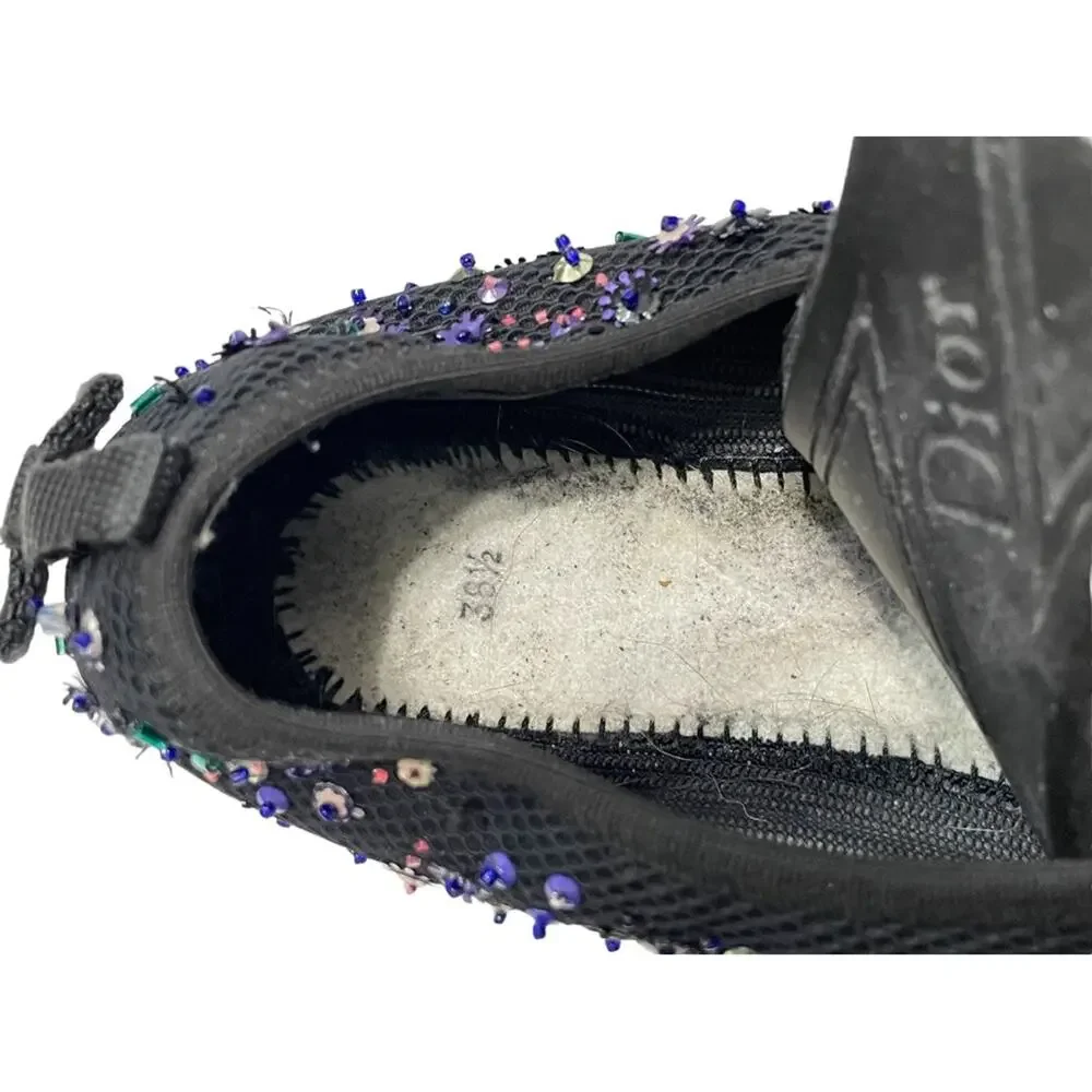Dior Fusion Black Mesh Beaded Sequin Embellished Pull On Sneakers‎ 38.5 (8.5)